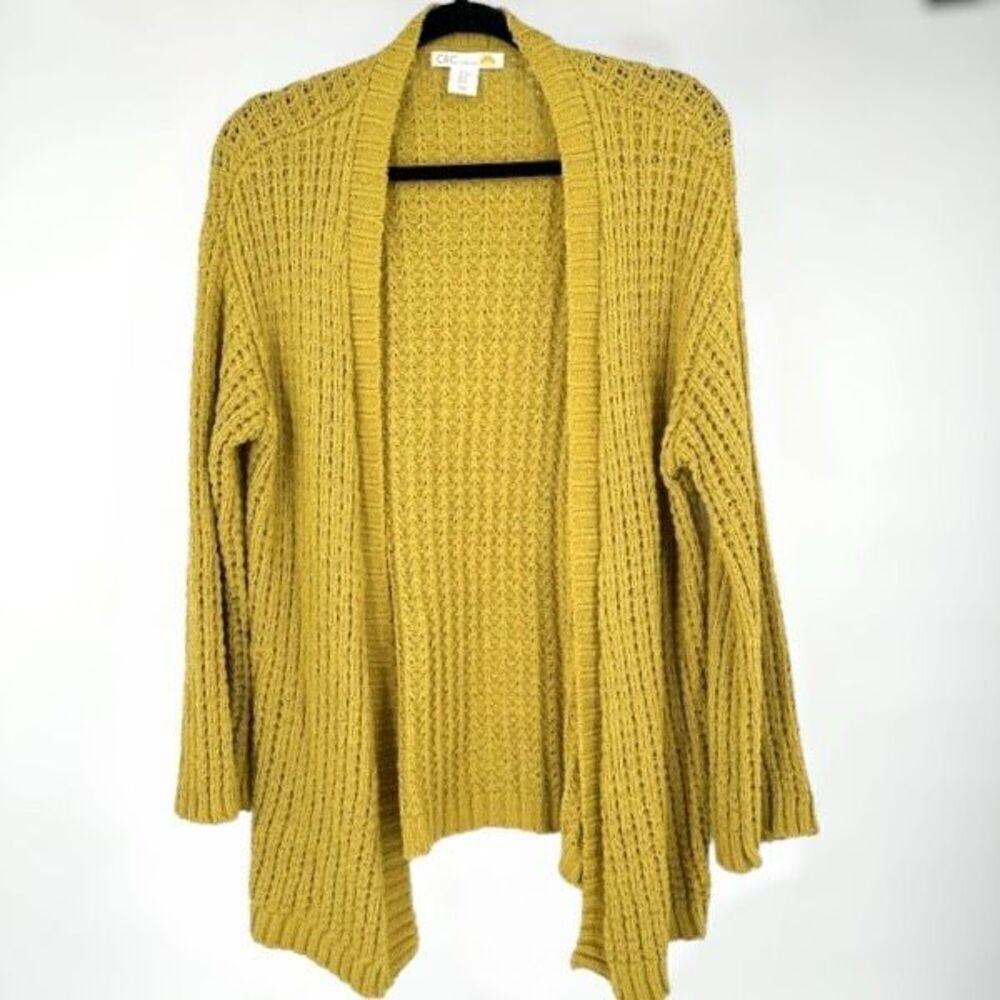 C&C California Women's Knit Open Front Cardigan Sweater Mustard Yellow‎ Size XS